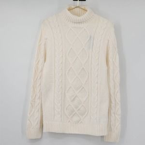 Abercrombie & Fitch Men's Ivory Cableknit Turtleneck Sweater Chunky Medium NWOT